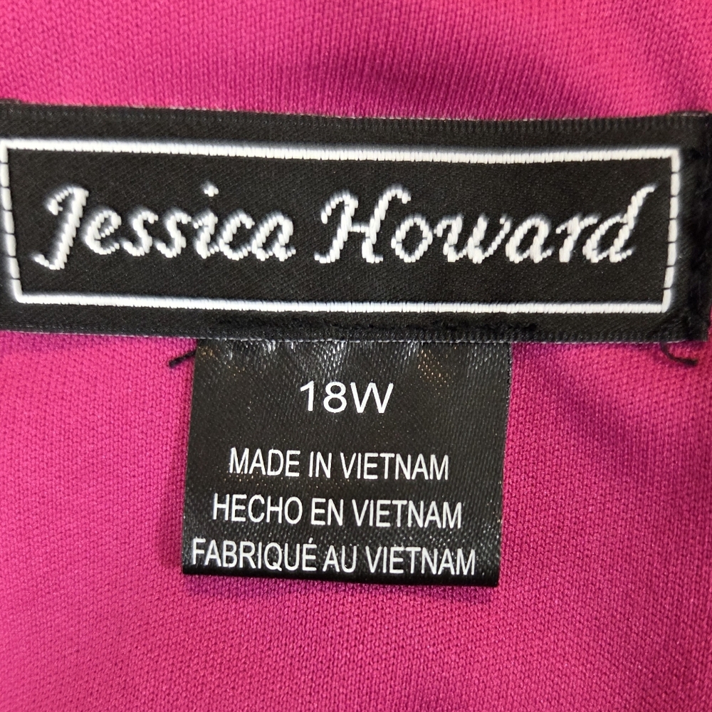 Jessica Howard Pink White Floral Texture Faux Wrap Spring Dress New With Tags - Picture 10 of 14